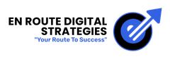 The logo for en route digital strategies shows a target with an arrow pointing up.