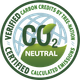 Un cerchio verde con le parole crediti di carbonio verificati da emissioni calcolate neutrali della nazione degli alberi
