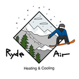 Ryd Air Heating & Cooling logo with mountain scene and snowboarder in blue jacket.