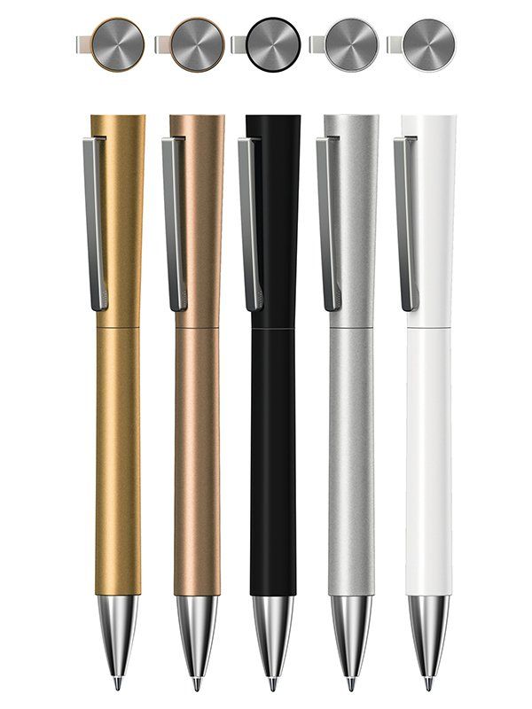 stylos dorés, gris et bruns