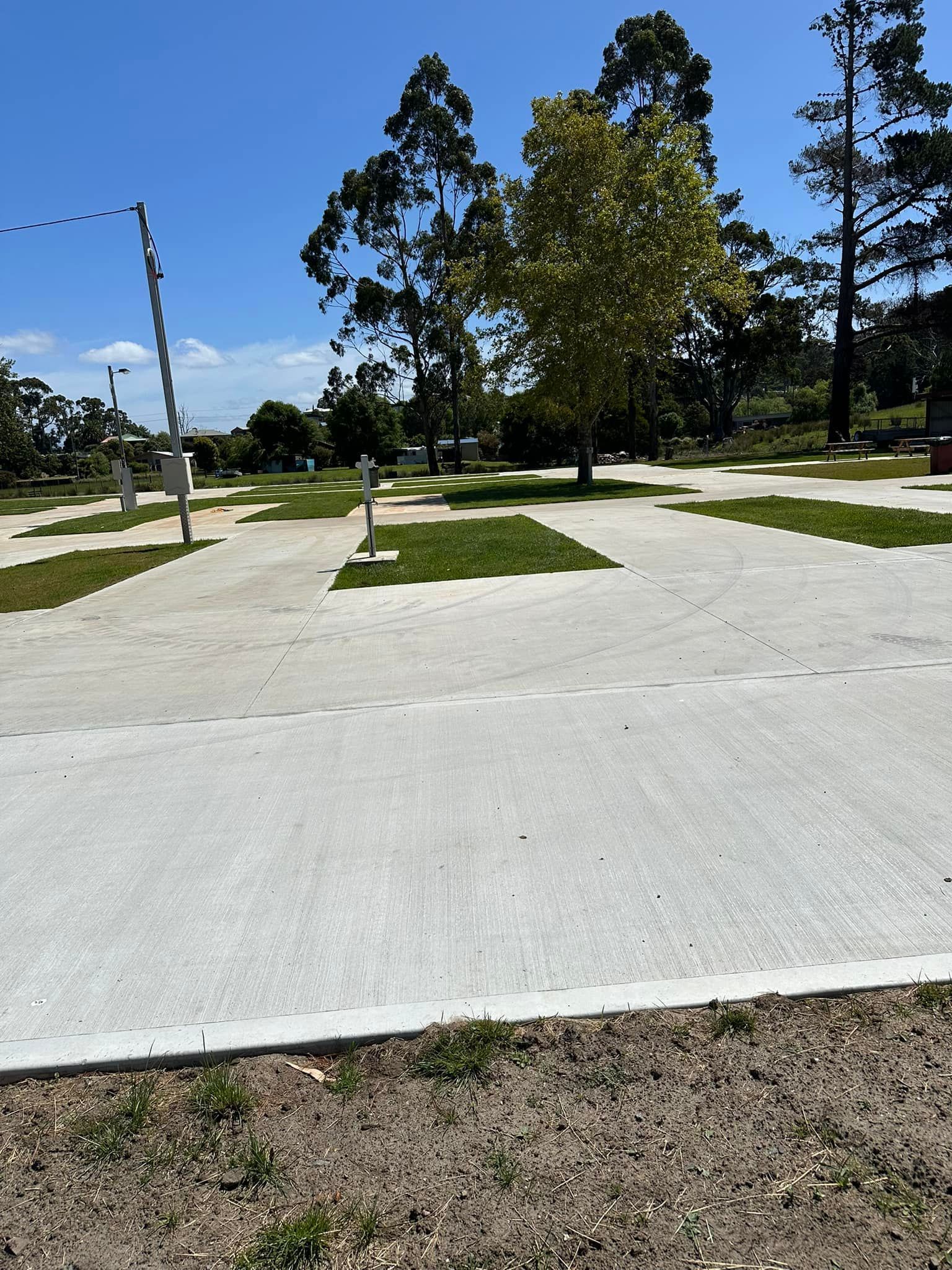 A park with a lot of grass and trees on a sunny day