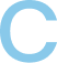 Blue letter C with a light blue outline on a white background