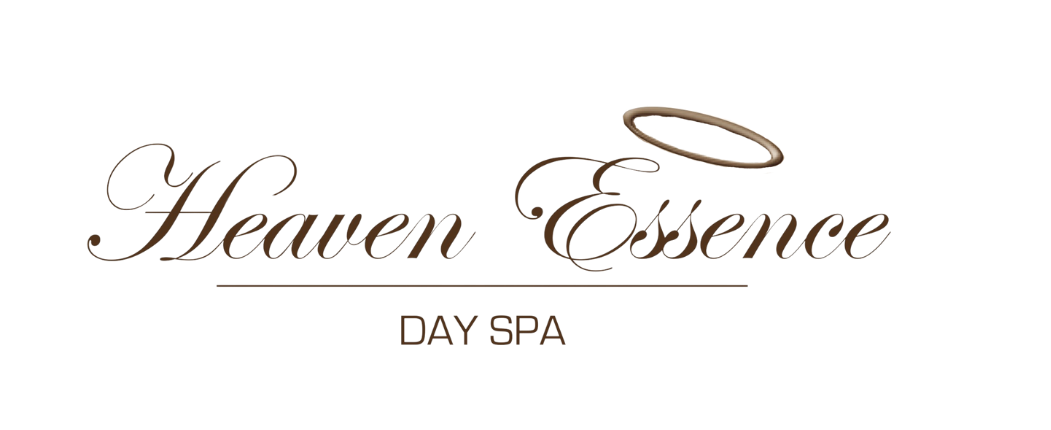 A logo for heaven essence day spa with an angel 's halo.