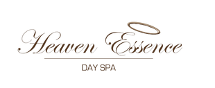 A logo for heaven essence day spa with an angel 's halo.