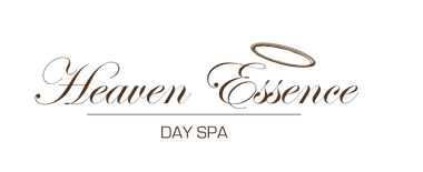 A logo for heaven essence day spa with an angel 's halo.