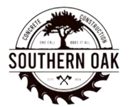 Southern Oak Concrete Construction logo with a tree, saw blade, and crossed axes.