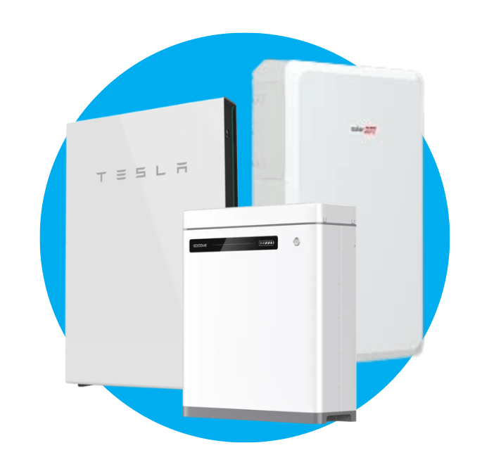 Three White Tesla Batteries Are Sitting On Top Of Each Other On A Blue Background — David Lewis Solahart in Goonellabah, NSW