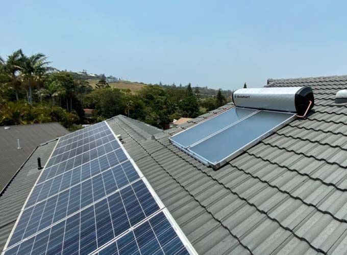 Solar Panels And Water Heater Installed On The Roof — David Lewis Solahart in Goonellabah, NSW
