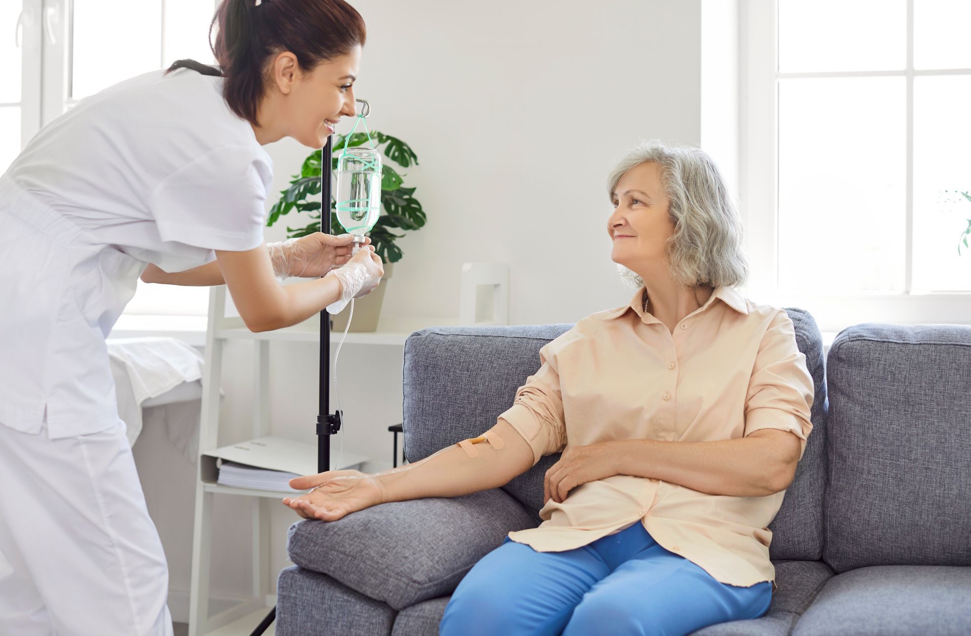 A person is getting a vaccine from a doctor.