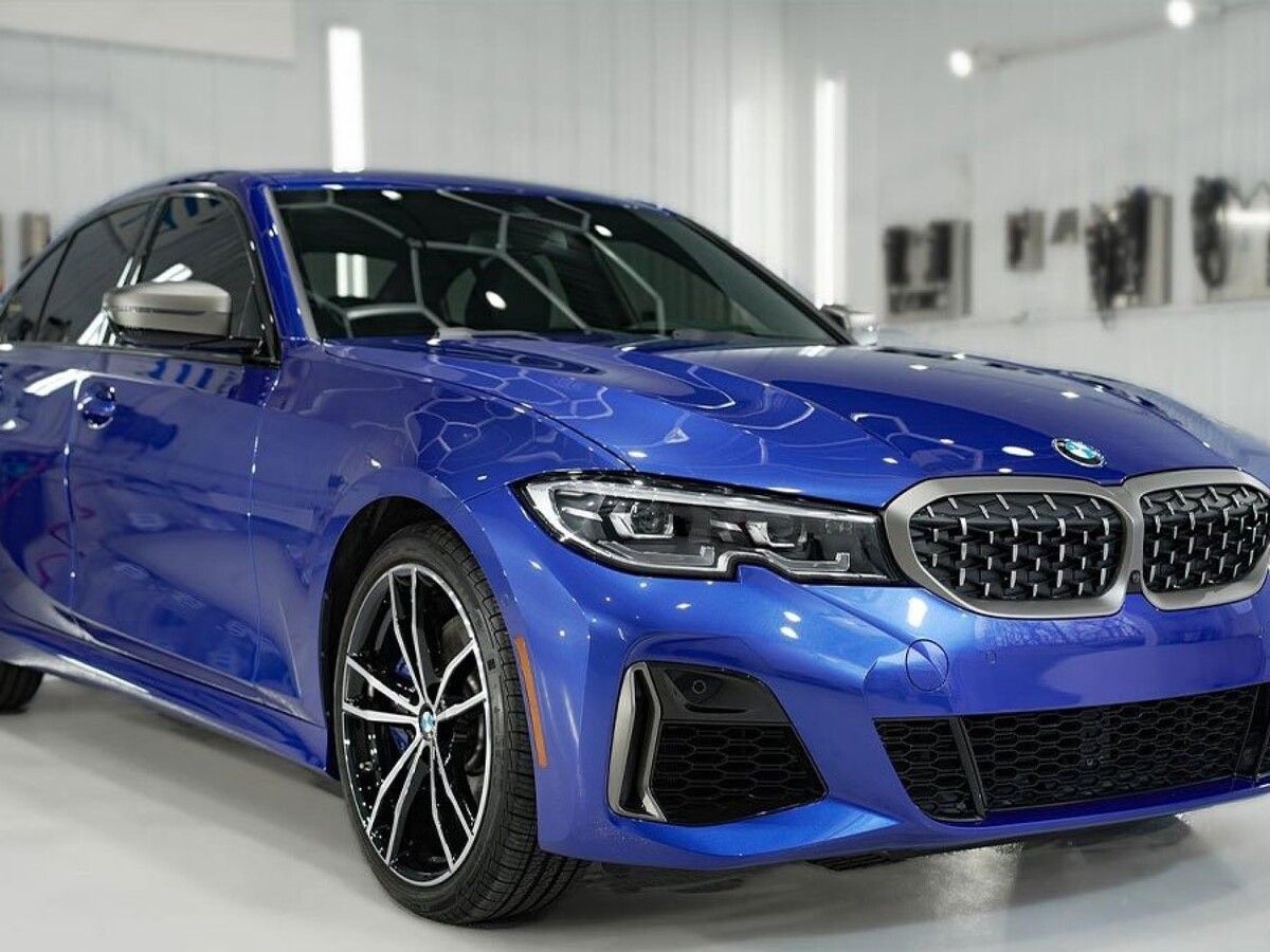 Blue BMW with paint protection film