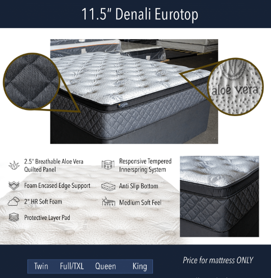 A picture of a 11.5 denali eurotop mattress