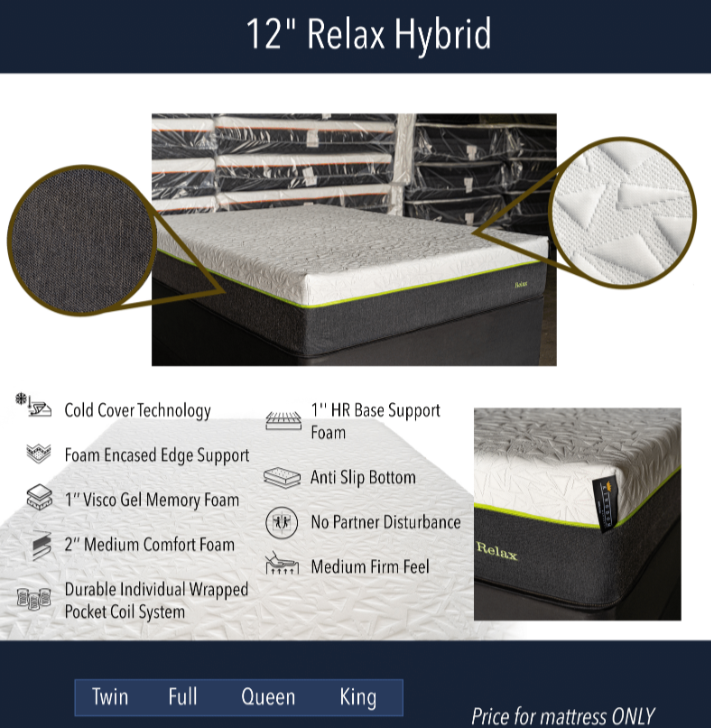 A picture of a 12 relax hybrid mattress