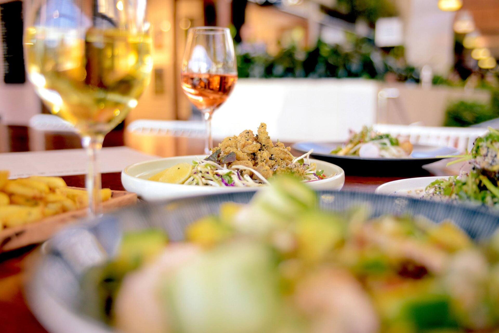 Meals Served With Wine And Champagne — Cafe, Bar and Catering Services in Southport, QLD