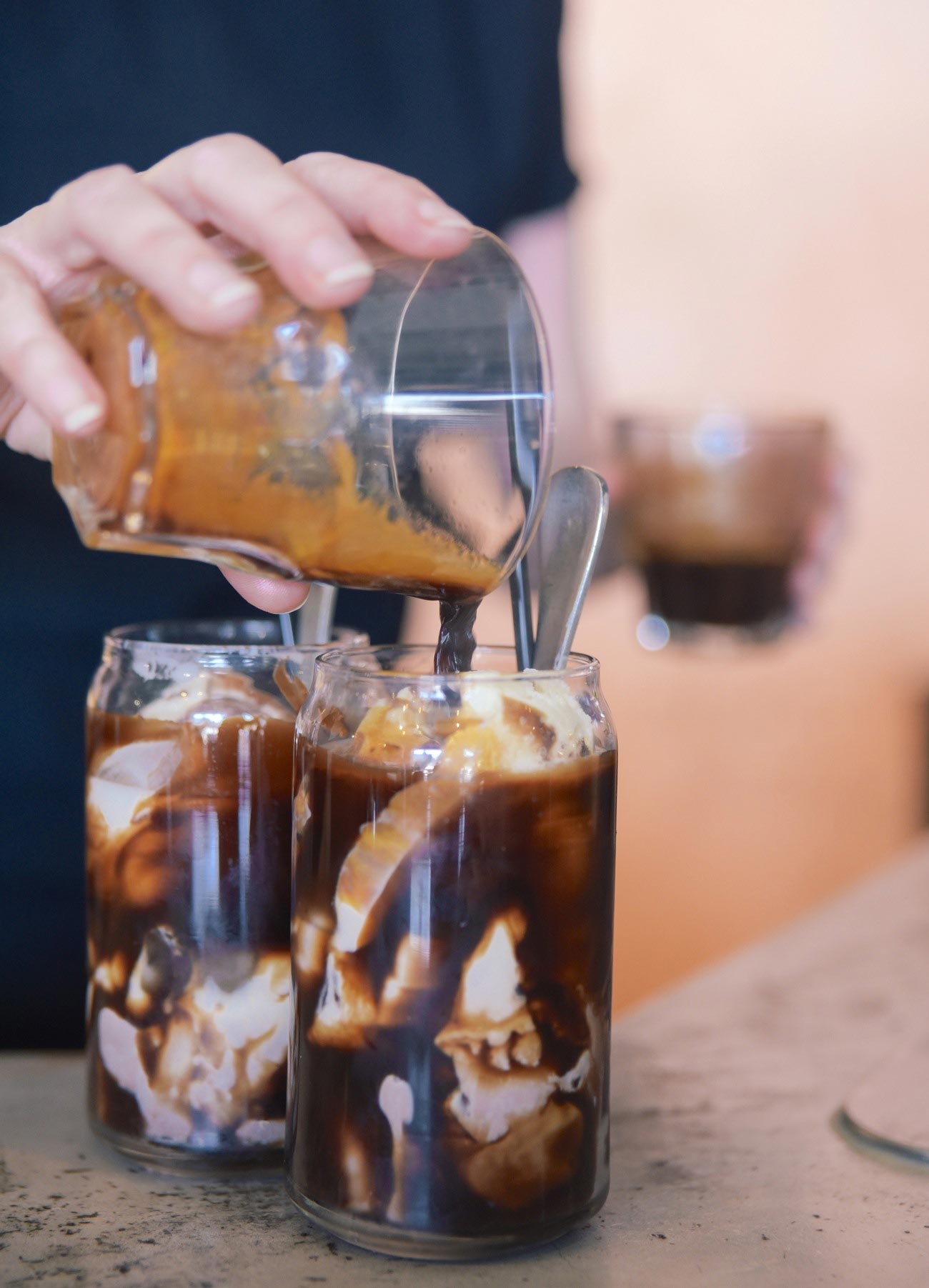 Making Brewed Iced Latte — Cafe, Bar and Catering Services in Southport, QLD