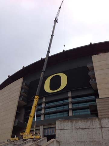 Crane at University of Oregon Stadium - Crane Services in Albany, Oregon