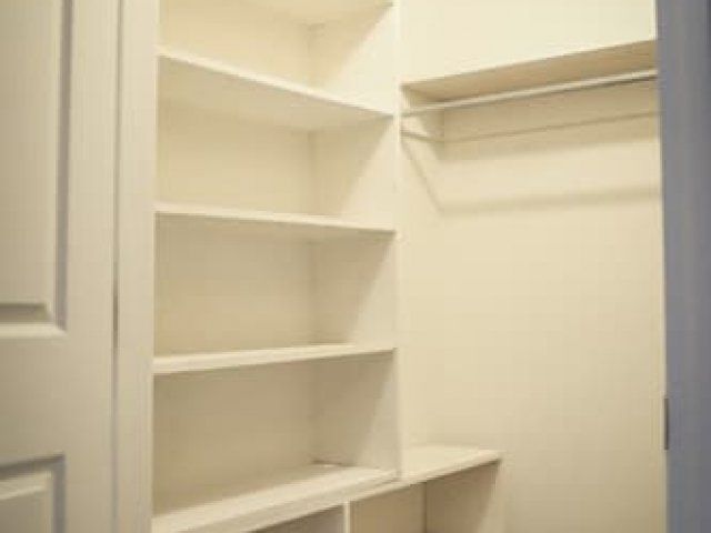 Large walk-in closet with shelves