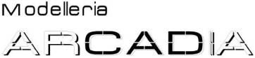 Logo per Modelleria Arcadia in bianco e nero, font sans-serif.