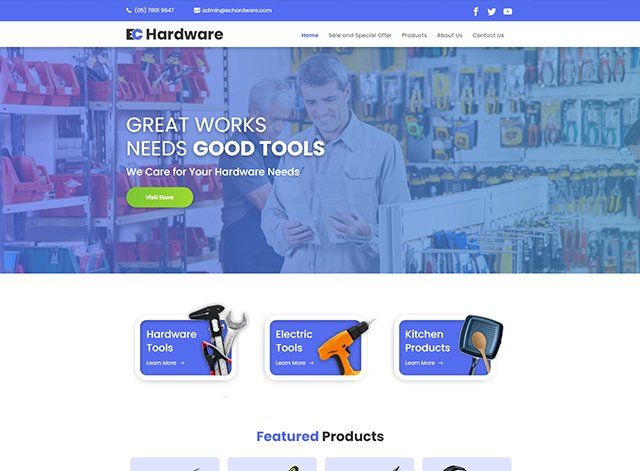 Hardware Website Design Themes by Search Marketing Specialists