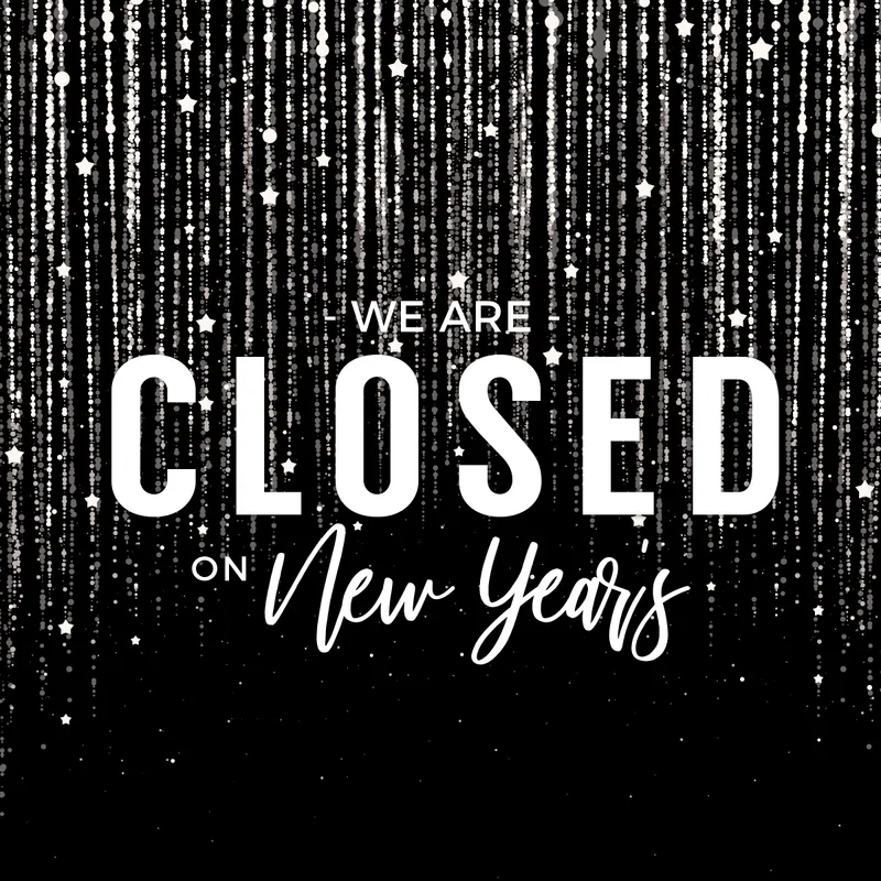 Closed sign for New Year's: 