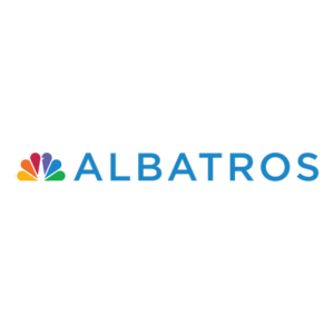The albatros logo has a colorful flower on it