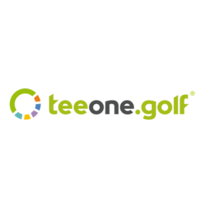 A colorful logo for teeone golf on a white background