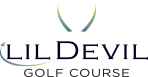 Logo for Lil Devil Golf Course featuring the text in a serif font with a minimalist, stylized arch design above.