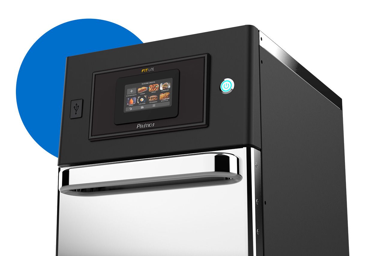 Prática Fit Lite Speed Oven with touchscreen control, compact design for small food businesses and s