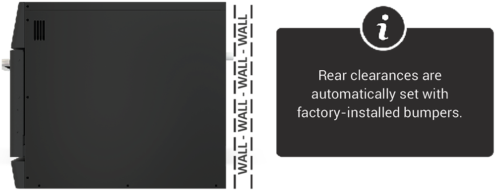 The rear clearances are automatically set with factory installed bumpers
