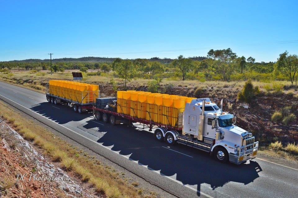 Road Train Carrying Shipping Containers — NQ Freighters In Brisbane QLD
