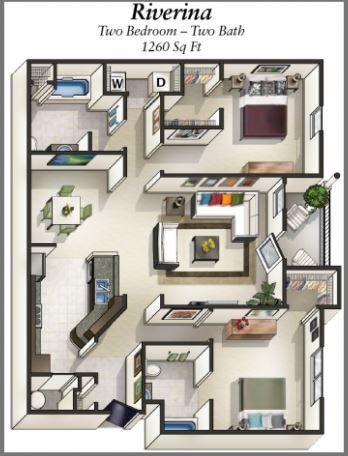 Riverina; 1,260 sq ft; 2bd/2ba