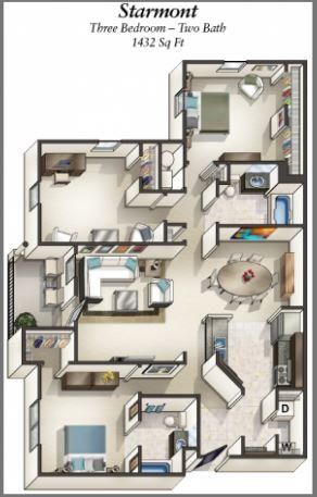 Starmont; 1,432 sq ft; 3bd/2ba