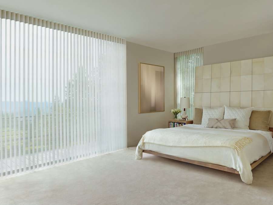 Master bedroom in Kent, WA with Luminette sheers open