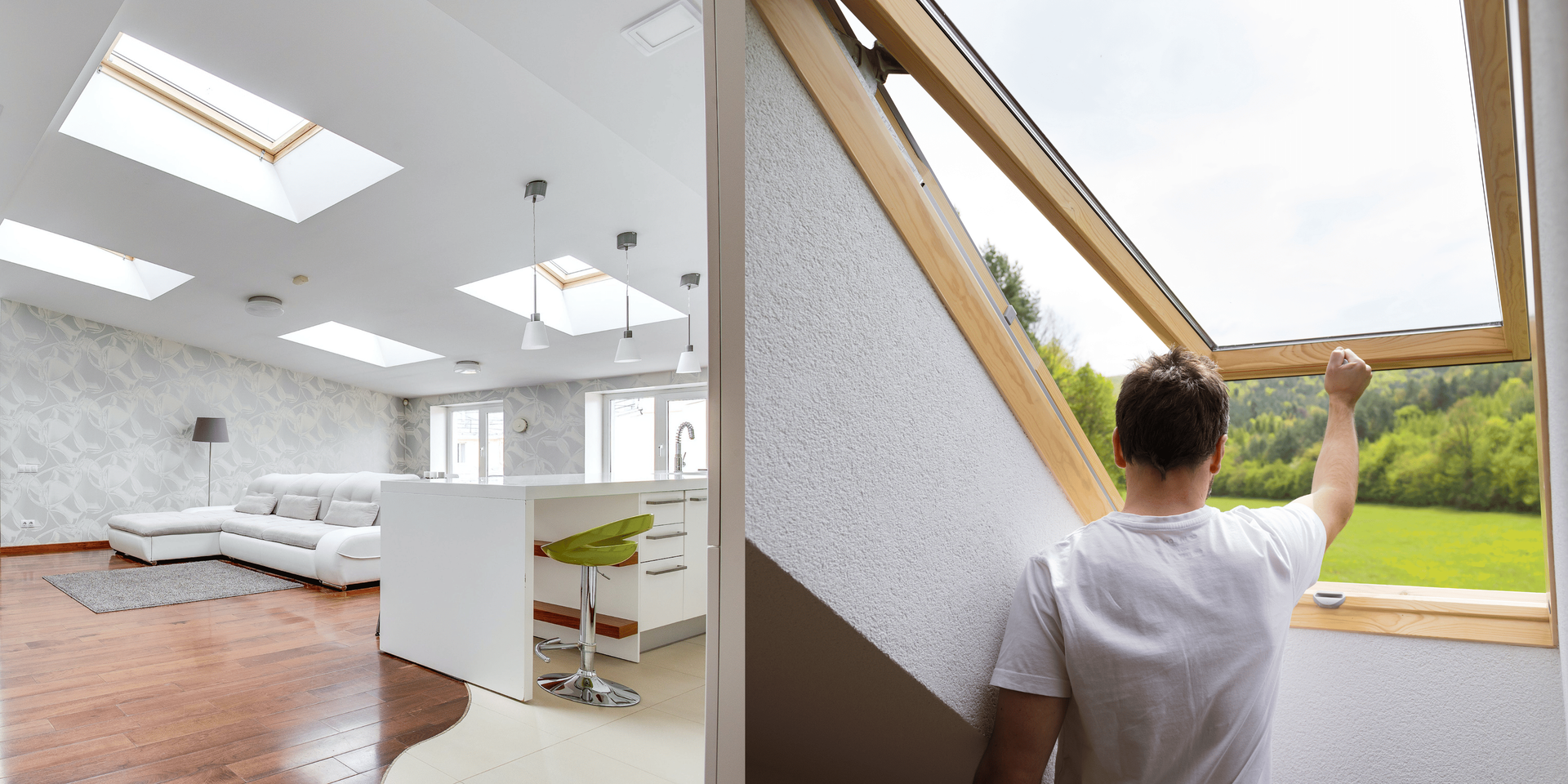 A Living Room With a Couch, Coffee Table, Ottomans and Skylights — Gold Coast Skylights in Slacks Creek, QLD A Living Room With a Couch, Coffee Table, Ottomans and Skylights — Gold Coast Skylights in Slacks Creek, QLD