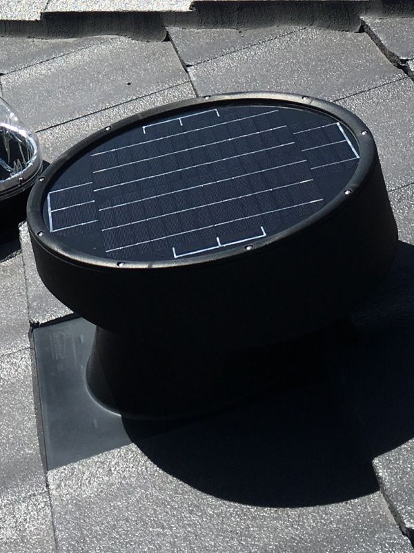 Black Solar-powered Roof Vent on a Gray Tile Roof — Gold Coast Skylights in Slacks Creek, QLD