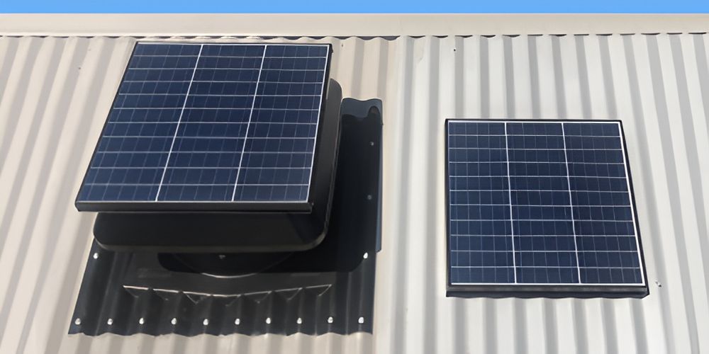 Two Solar Panels Installed on a Corrugated Metal Roof — Gold Coast Skylights in Slacks Creek, QLD