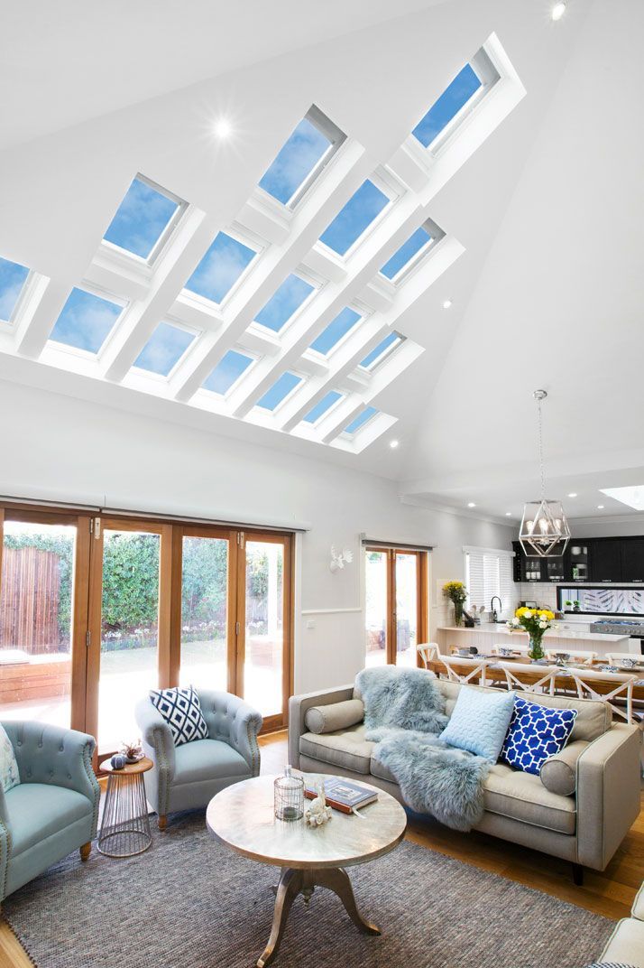 Living Room With a Vaulted Ceiling Featuring Multiple Skylights — Gold Coast Skylights in Slacks Creek, QLD