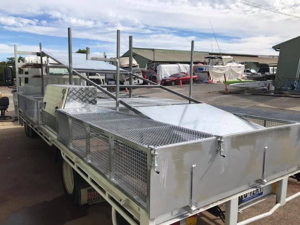 A Truck With a Stainless Steel Bed is Parked in a Parking Lot — Jensen Welding & Fabrication in Chevallum, QLD