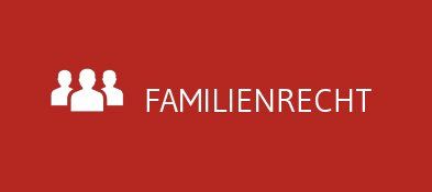 A red background with three white people and the word familienrecht.