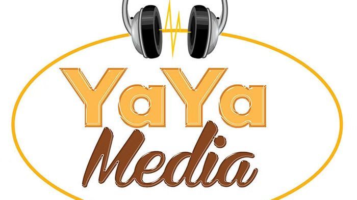a logo for yaya media with headphones on a white background .