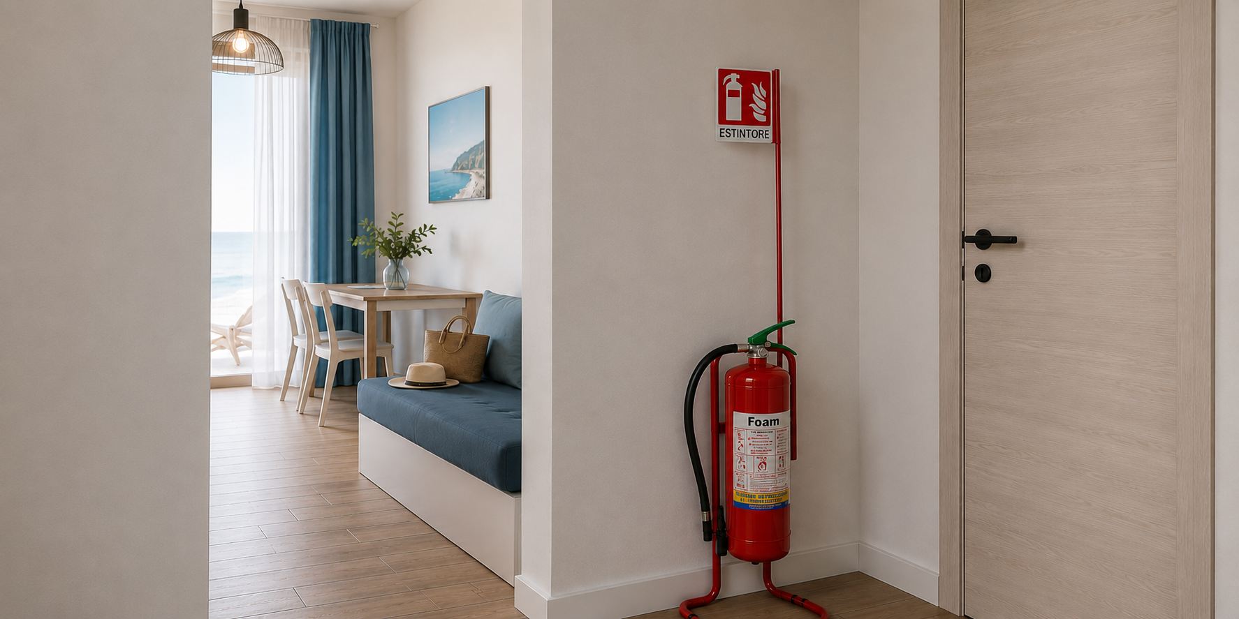 Operatore che controlla estintore
