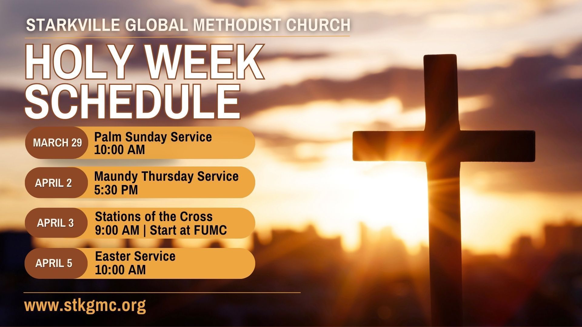 Holy week schedule 2026