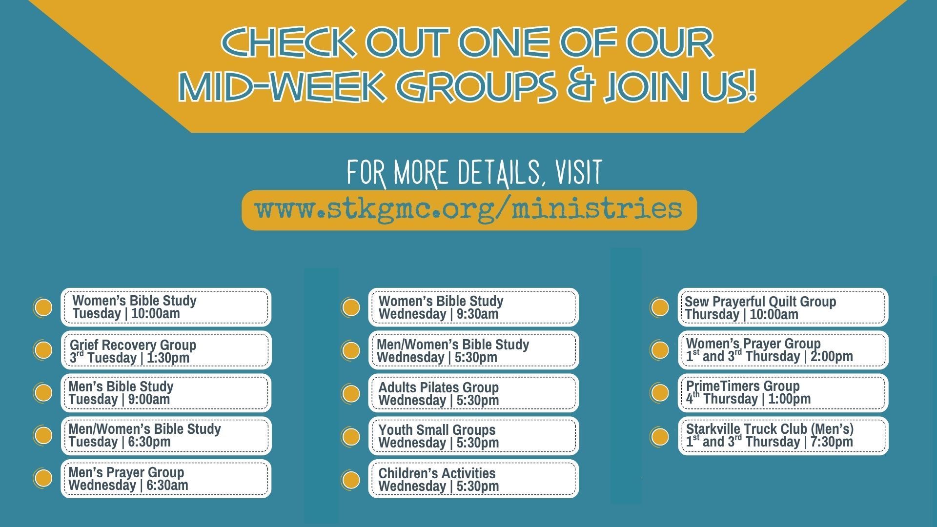 Mid-week Schedule Spring 2026