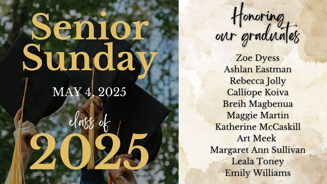 A poster for senior sunday honoring our graduates of 2025
