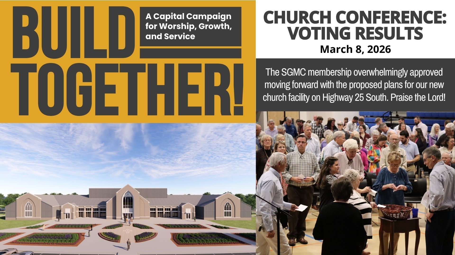 SGMC Votes to Build a Church Home