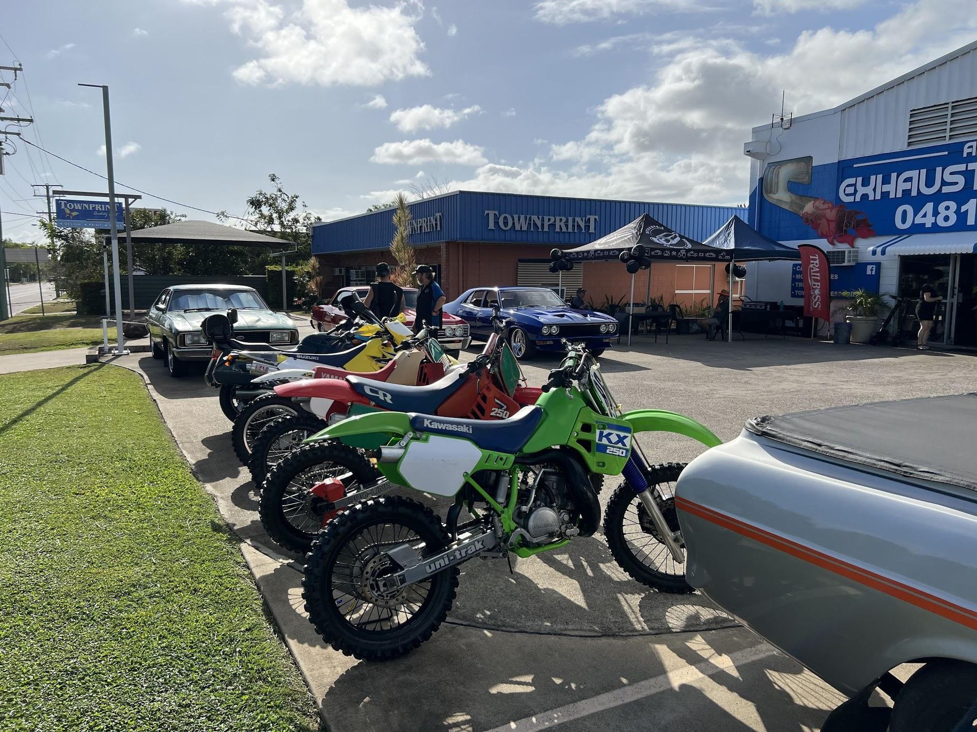Motorcycles Parked in Front of an Exhaust Shop — Aitkenvale Exhausts & Towbars Pty Ltd In Aitkenvale, QLD