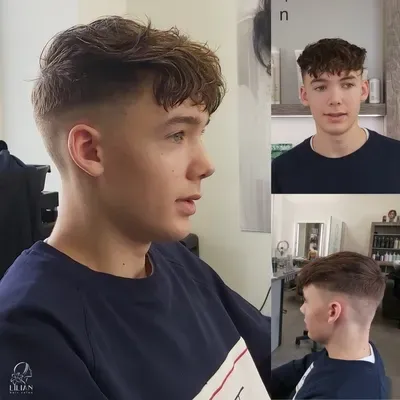 Ein junger Mann lässt sich in einem Salon die Haare schneiden.