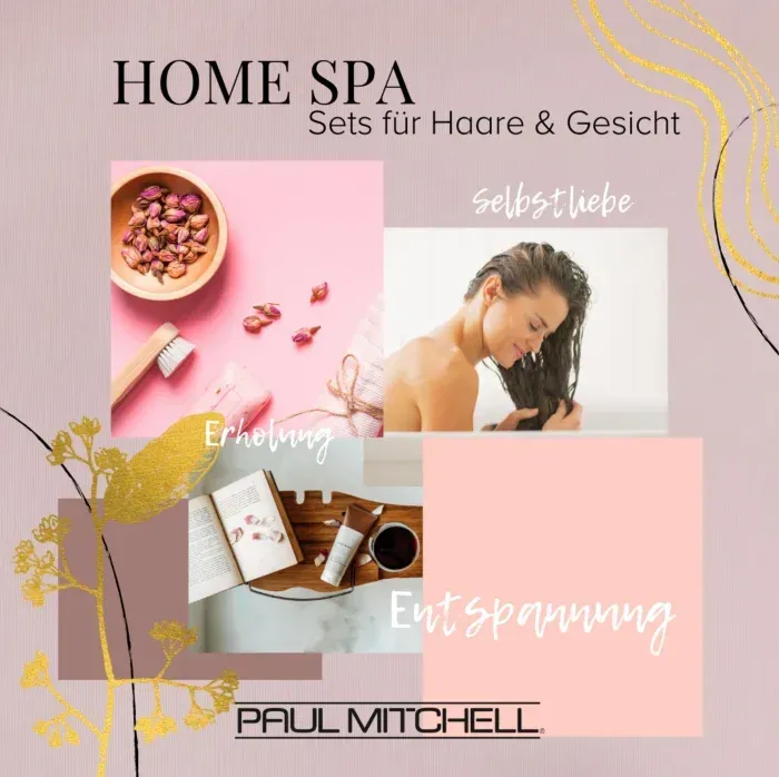 Ein Poster für Paul Mitchell Home Spa Sets für Haare und Gesicht