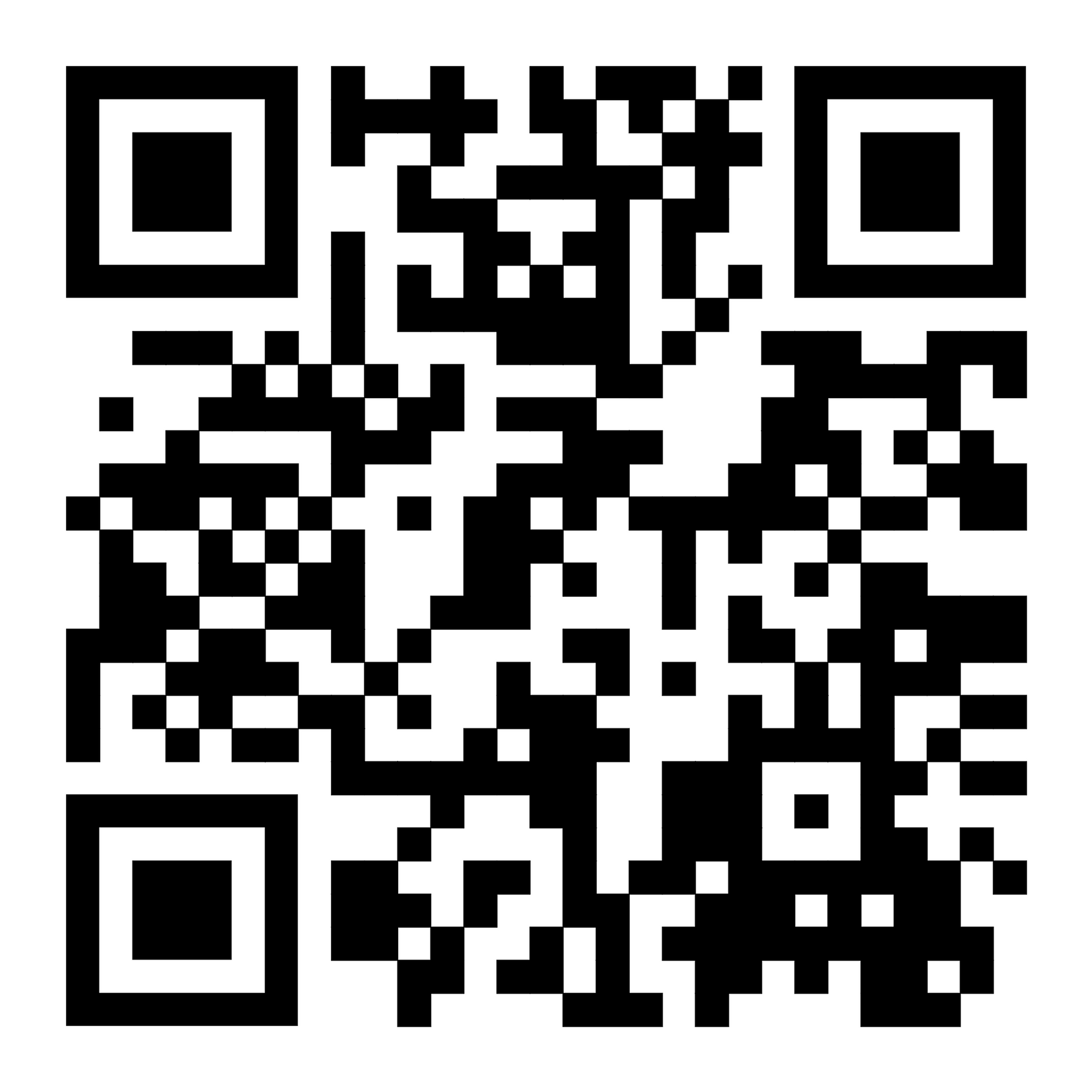 Código QR, preto e branco, contendo dados codificados, possivelmente um link para um site.