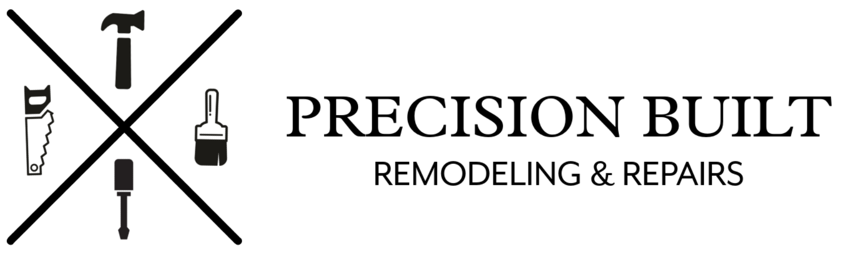 Logo for Precision Built, a Wake Forest, NC remodeling and repair company. Contains icons showing the handyman services 