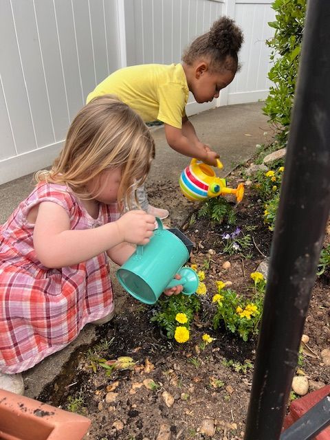 Children working in the garden